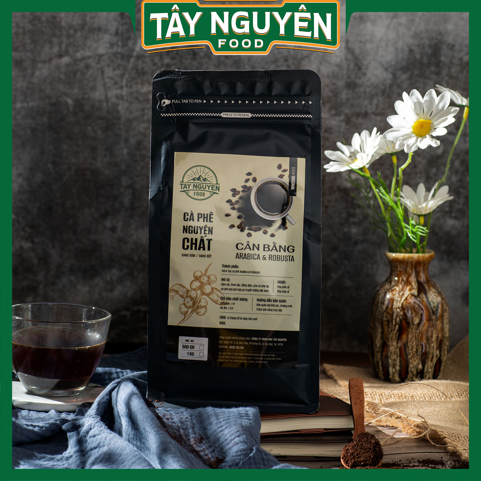 Cà phê rang xay, cafe nguyên chất Tây Nguyên hạt arabica và robusta