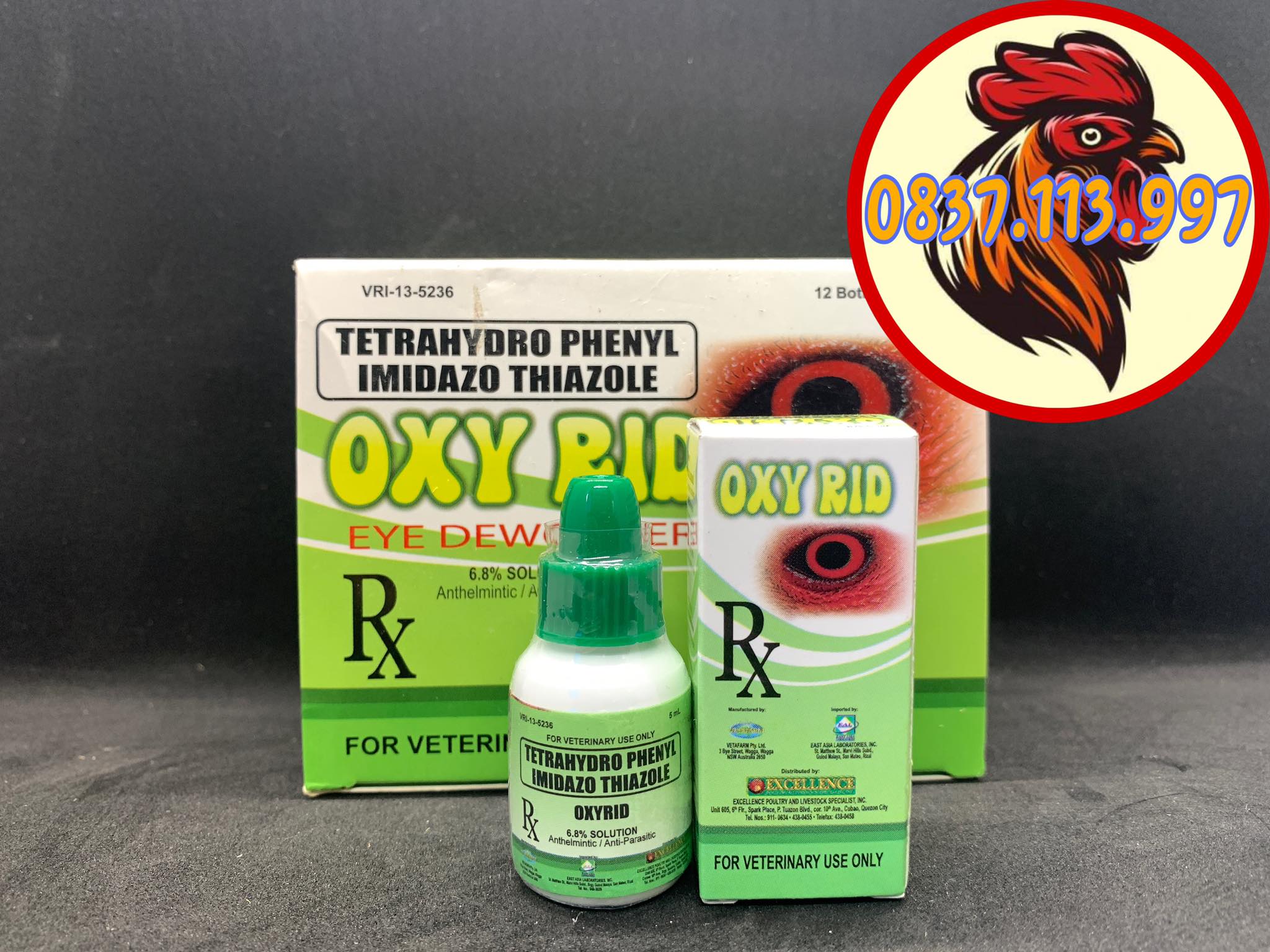 Nhỏ oxy rid 5ml - sâu mắt, bọt mắt, dem mắt cho gà