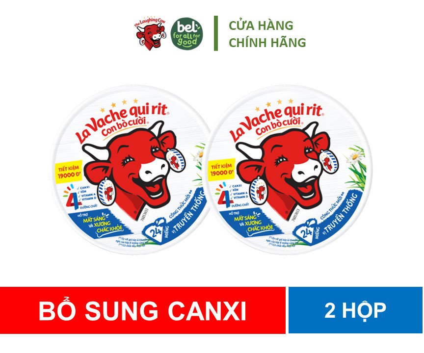 Combo 2 Hộp Phô Mai Con Bò Cười Bổ Sung Canxi 24 miếng 336g