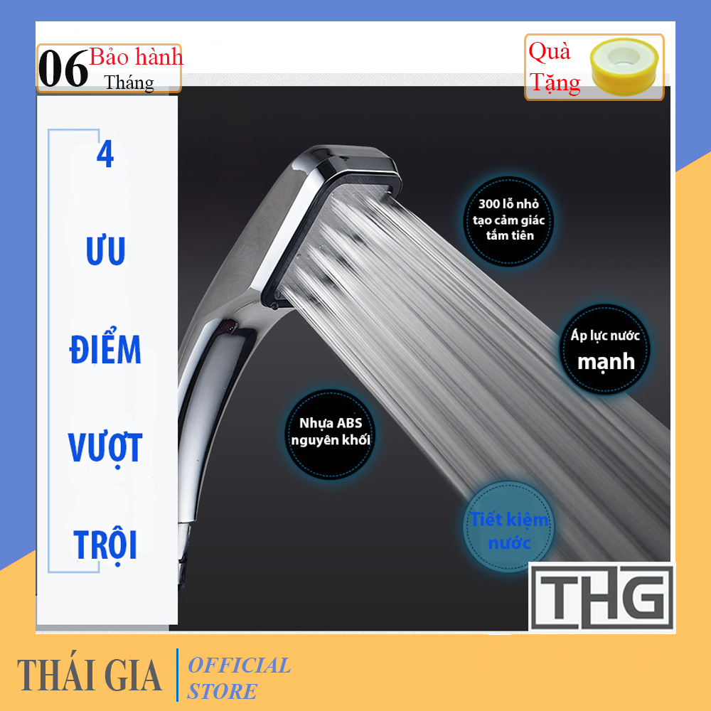 Tay sen tăng áp dáng vuông-Vòi Sen vuông đầu vòi hoa sen vuông-Vòi sen cầm tay-Tráng bạc