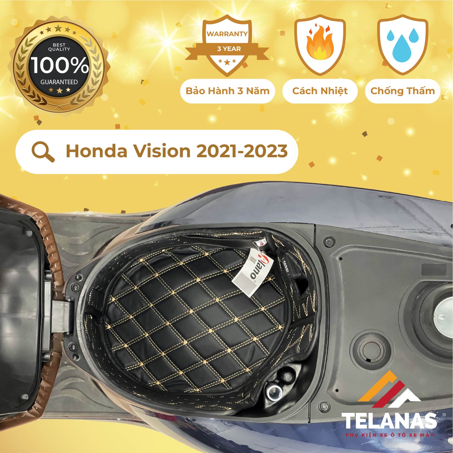 Lót Cốp Cách Nhiệt, đệm lót cốp xe máy TELANAS  - HONDA VISION 2021-2023-Giá Xưởng-Bảo Hành 3 năm chống sốc, chống thấm nước, tránh trầy xước