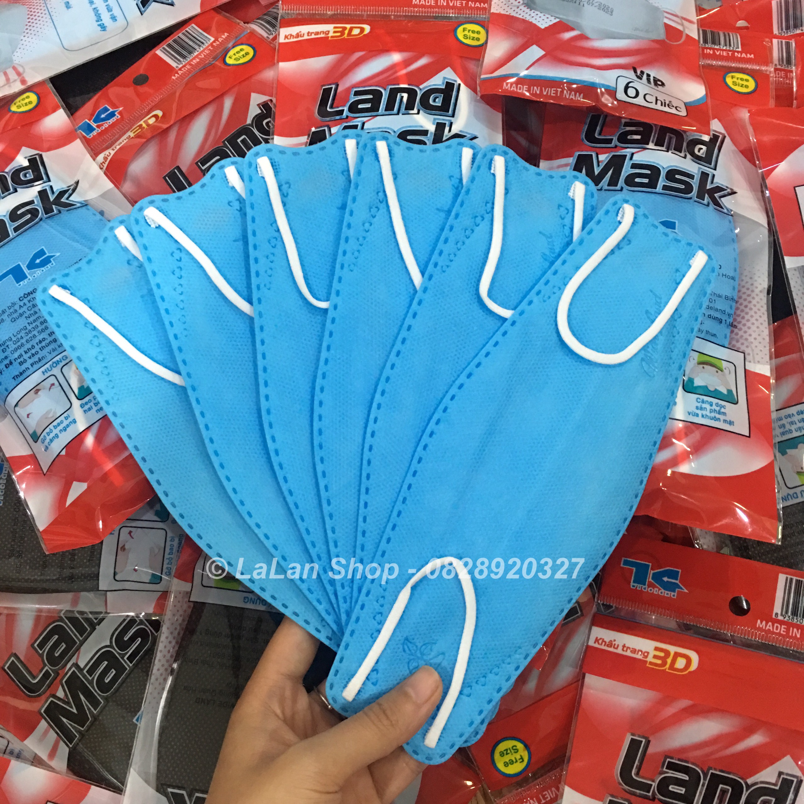 [Phiên bản mới - Túi Ziplock] Khẩu trang 3D thương hiệu Land Mask loại VIP (gói 6c, màu xanh vỏ đỏ, dáng tương tự KF94)/3D 마스크/4層マスク