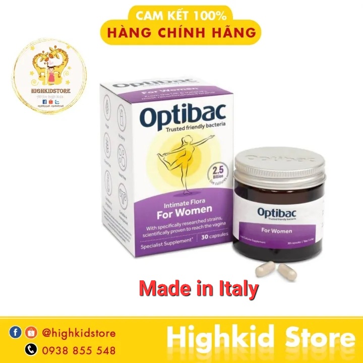 Made in Italy - Men vi sinh Optibac tím chuẩn nội địa UK 30 viên mẫu mới