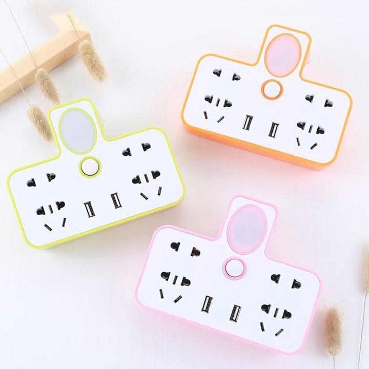 Ổ cắm điện kiêm đèn ngủ tích hợp cổng USB, Ổ cắm kèm cổng USB, Ổ cắm tích hợp đèn ngủ, ổ cắm đa năng tiện dụng (Màu ngẫu nhiên)