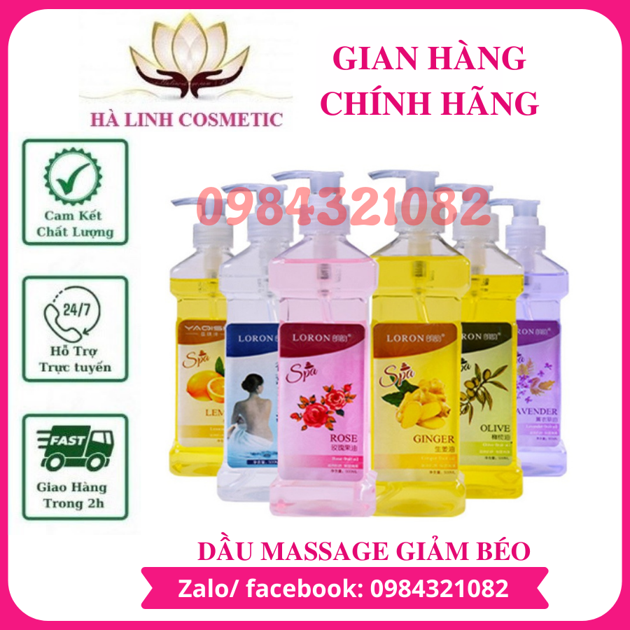 500ml Dầu massage body 4 mùi gừng, hoa hồng, olive và lavender tặng kèm vòi xịt