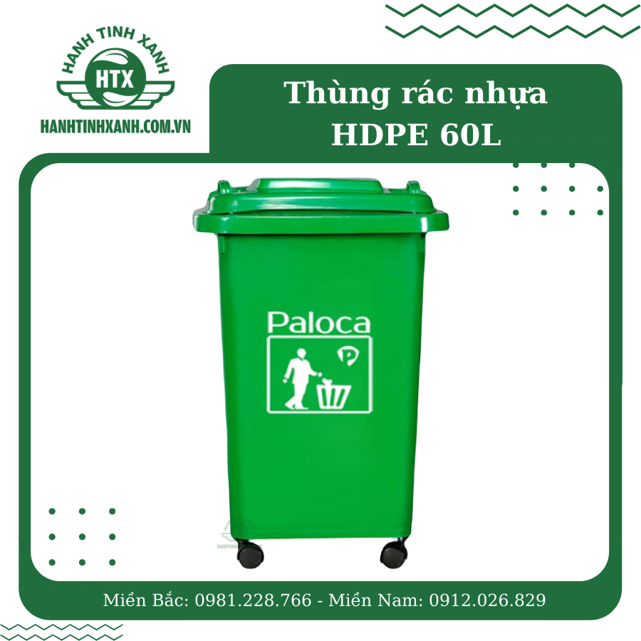Thùng rác nhựa hdpe 60 lít