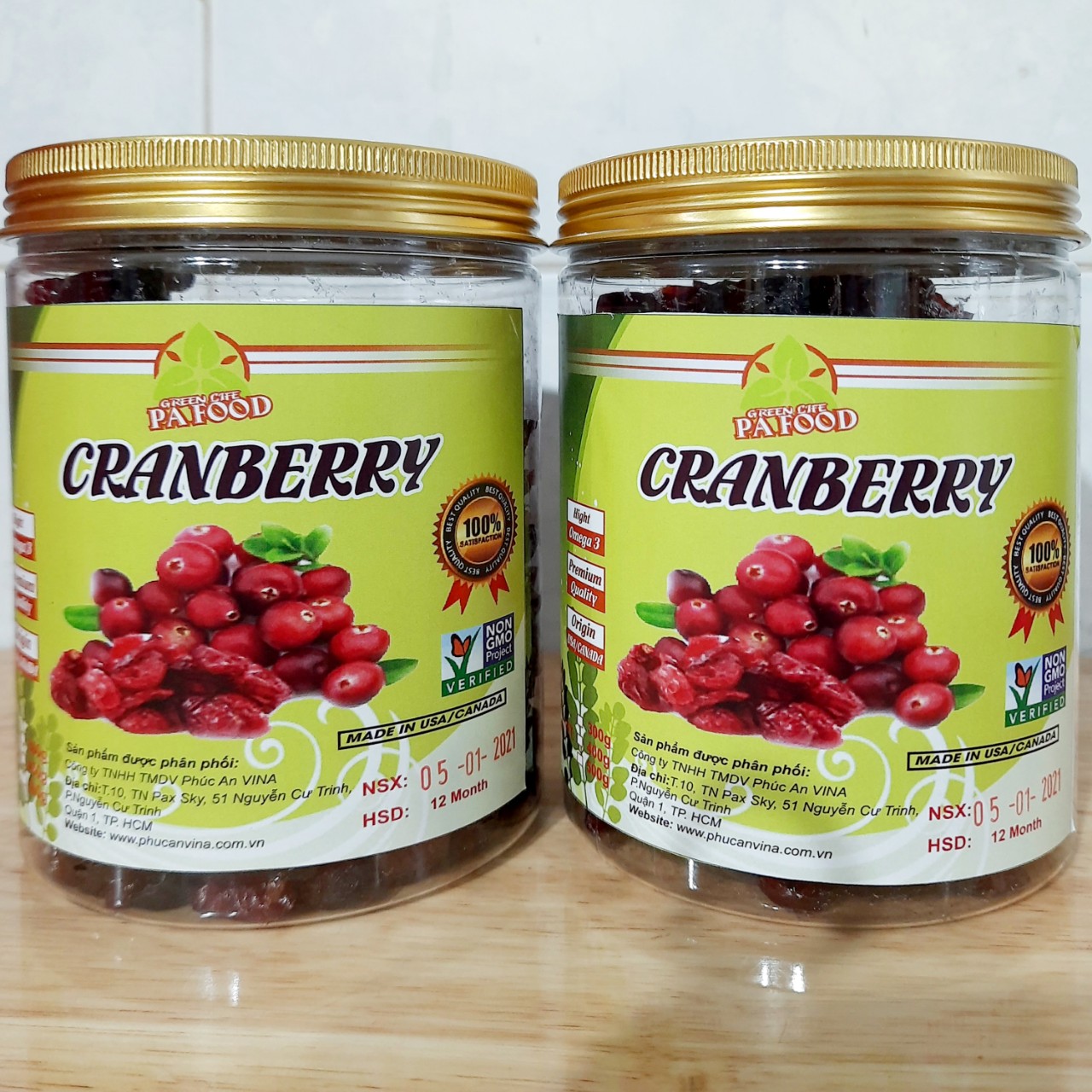 Nam việt quất sấy khô pa vina, dries cranberries original ,500 gr