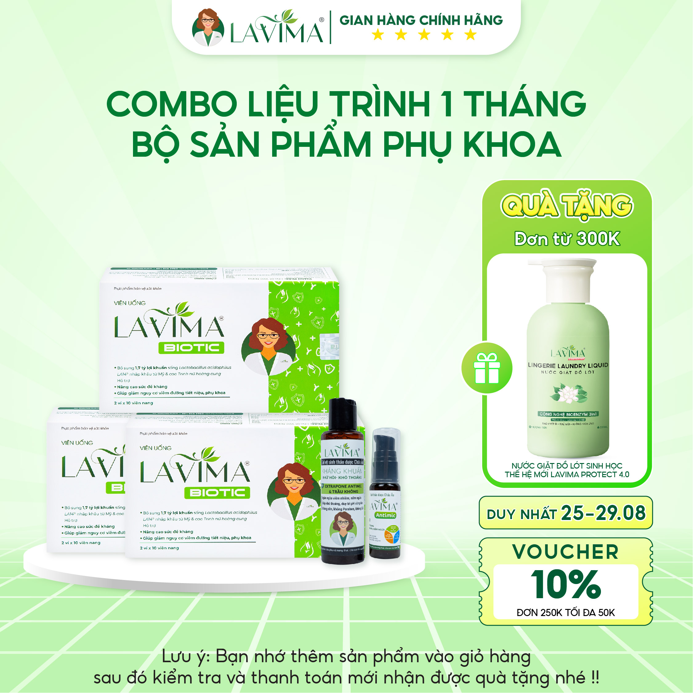 Combo liệu trình 1 tháng - bộ sản phẩm phụ khoa lavima cho tác động tối đa