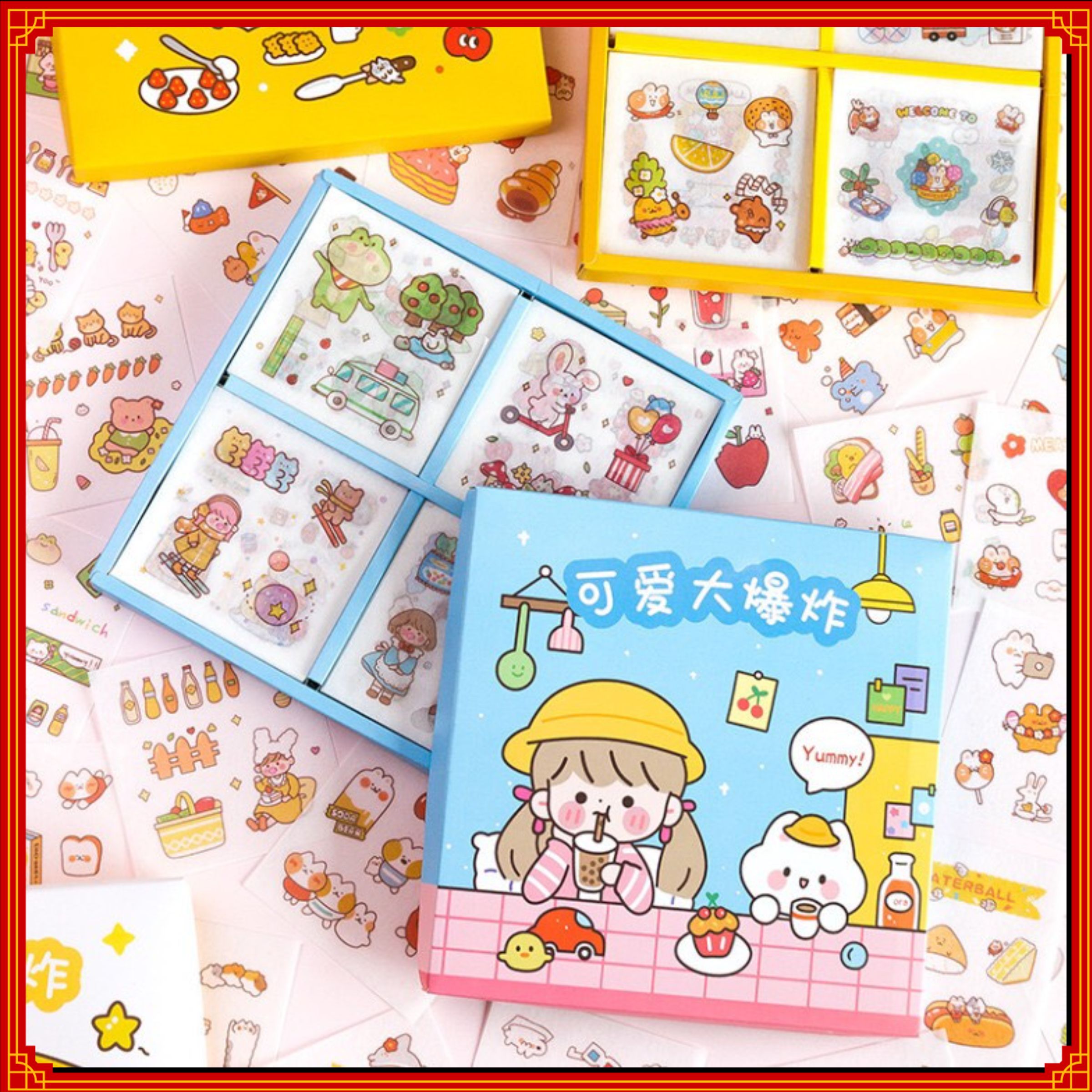 Lẻ 6 Tấm Stickers Washi Tape Sticker Cute Dán Trang Trí Sổ Tay Hình Cô Bé Dễ Thương Hot Shop Có Bán Hộp 100 -200 Tấm