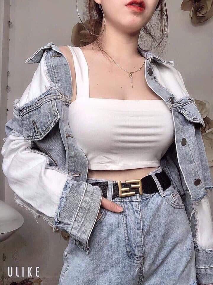 Áo hai dây croptop bản to siêu sexy gợi cảm, thun lụa mịn đẹp, freesize dưới 53kg 1121A19B1