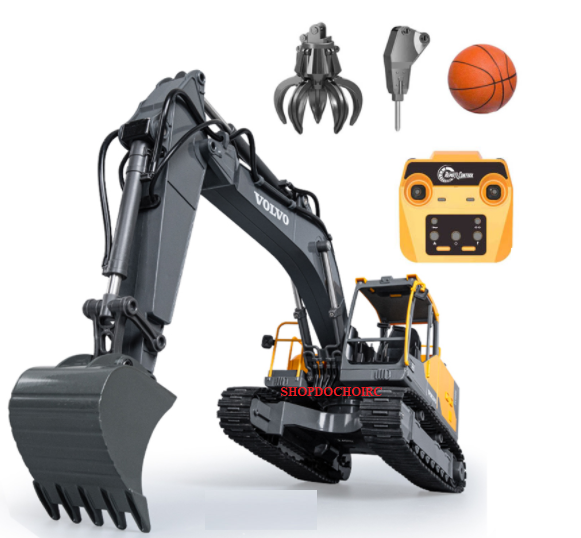 Xe xúc điều khiển từ xa Double E598-EC160E trục vít, gầu múc kim loại xoay tháp cầu 360