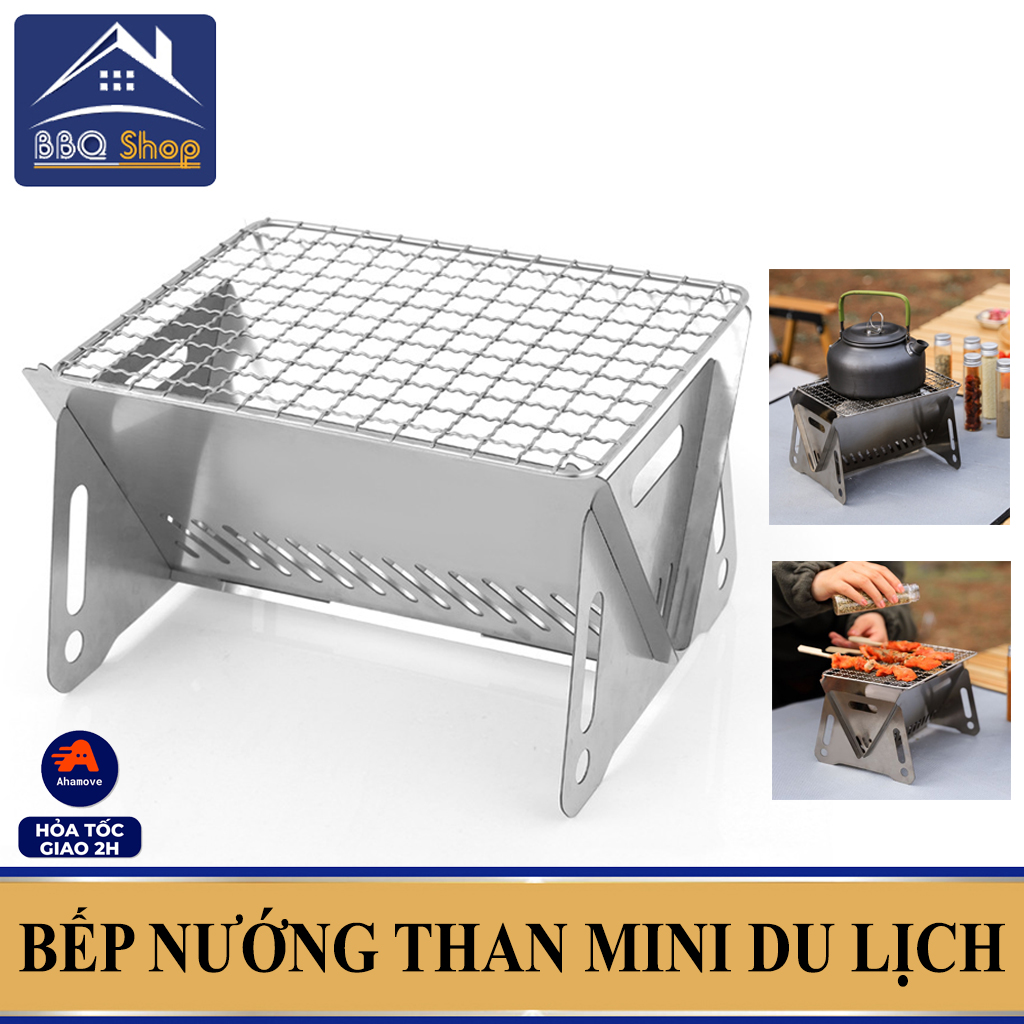 Bếp than nướng, bếp than picnic, bếp nướng than hoa vuông mini nhỏ gọn mang đi picnic, du lịch - bếp nướng than củi vuông không khói bếp than vuông thiết kế nhỏ gọn hiện đại thích hợp cho picnic