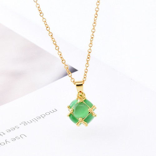 Dây Chuyền Nữ Mặt Đá Xanh Lá Titan Ko Han Rỉ TT 3652