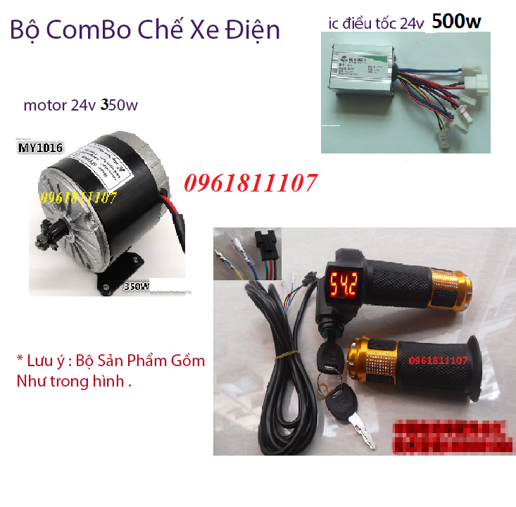 Combo chế xe điện motor 24v 350w, động cơ 24v 350w, động cơ xe điện 24v 350w làm xe escooter