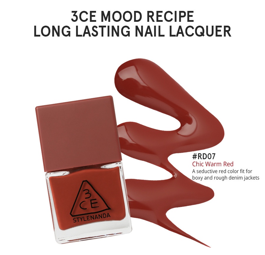 3ce mood recipe long lasting nail lacquer #rd07