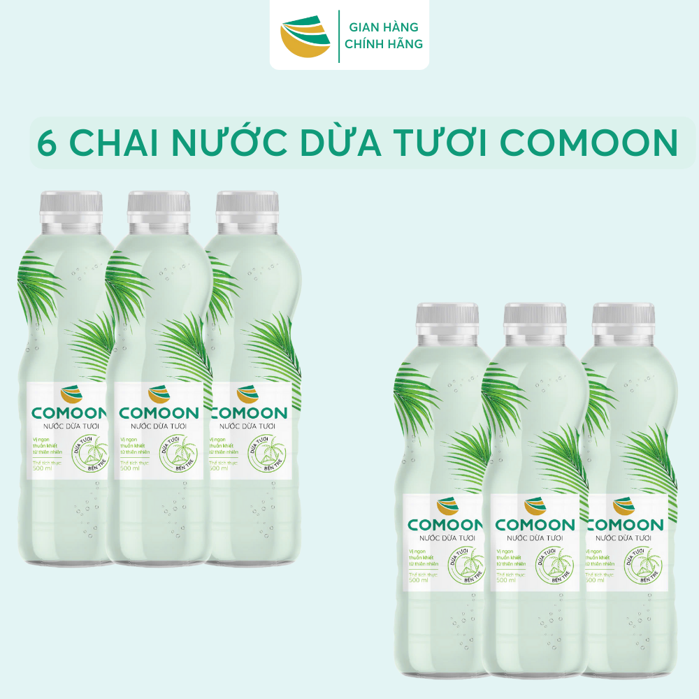 [COMBO] 6 Chai Nước Dừa Tươi COMOON - Không Chất Bảo Quản, Giúp Giải Nhiệt, Giải Khát - 500ml