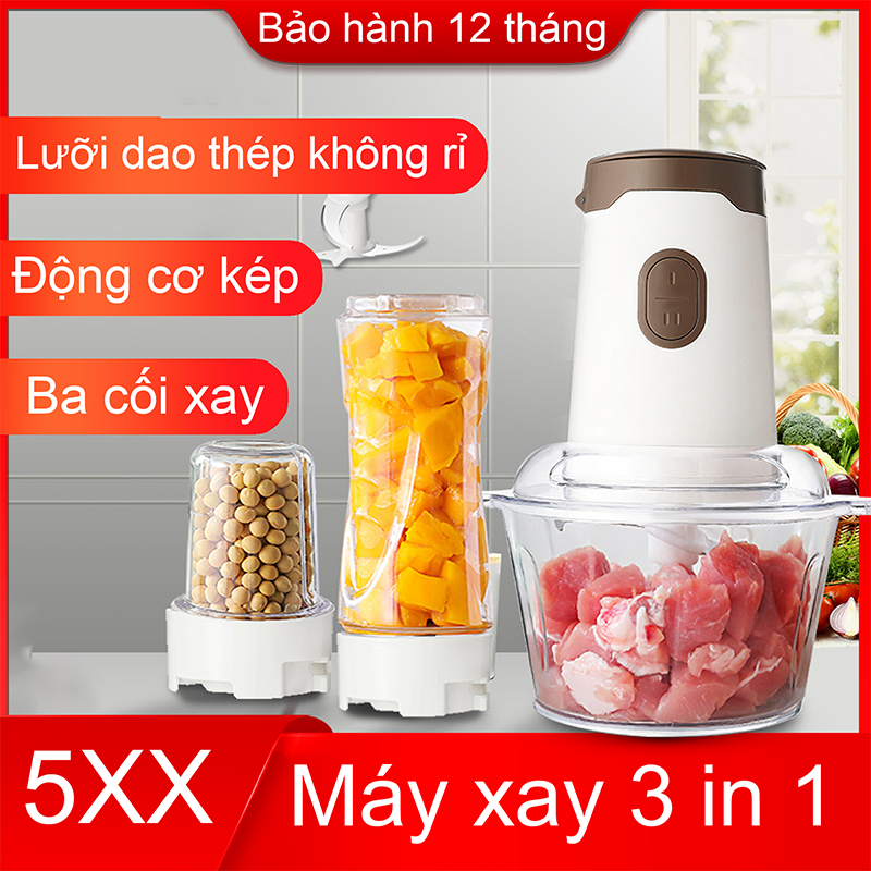 Máy xay đa năng hai đầu xay hai động cơ công suất lớn 250W - 3 cối xay . Máy xay thịt đa năng Xay sinh tố đa năng Xay cho bé ăn dặm.