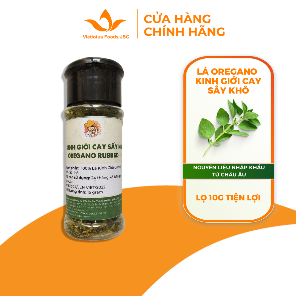 Lá Oregano Rubbed Lá Kinh Giới Cay Sấy Khô gia vị cho các món Âu Túi Zip 50G - Nguyên liệu nhập khẩu từ Châu Âu