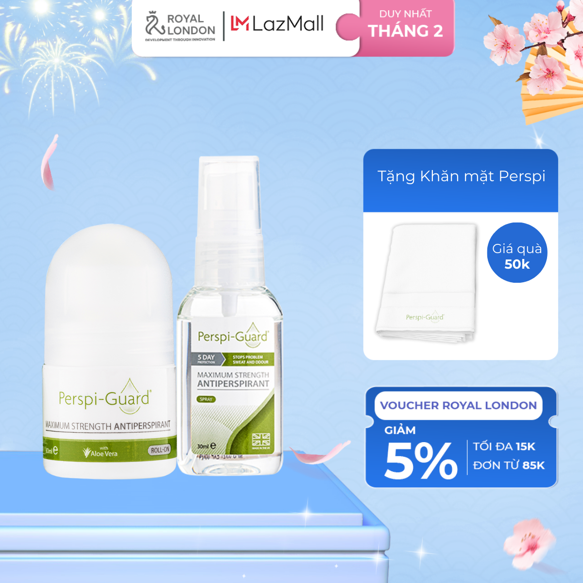 Combo khử mùi ngăn mồ hôi cao cấp Perspi-Guard lăn khử mùi 30ml + xịt khử mùi 30ml