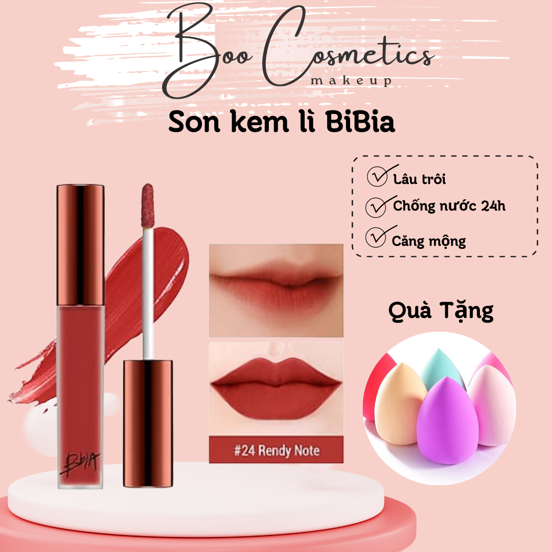 Son kem lì bbia last velvet lip tint, chất son mịn, lâu trôi, lên màu chuẩn son kem lì màu đỏ nâu bbia 25