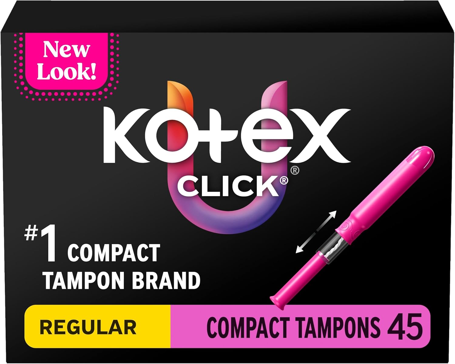 Băng vệ sinh dạng ống (tampon) U by Kotex Click Compact, độ thấm hút thường (Regular), không mùi, hộp 45 cái