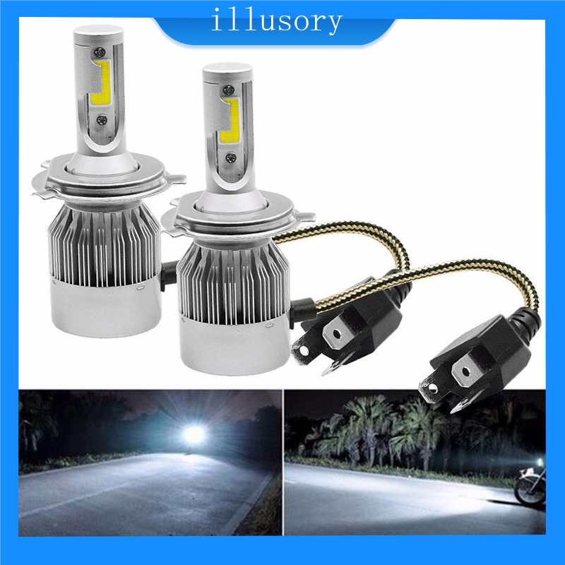 Bóng đèn pha led xe máy, ô tô h4 hb2 9003 c6 siêu sáng 36w