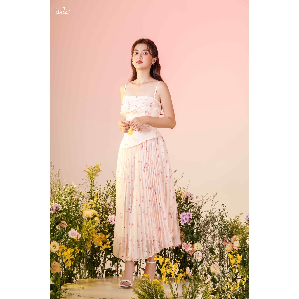 Tiela đầm váy hoa dập ly-naomi dress