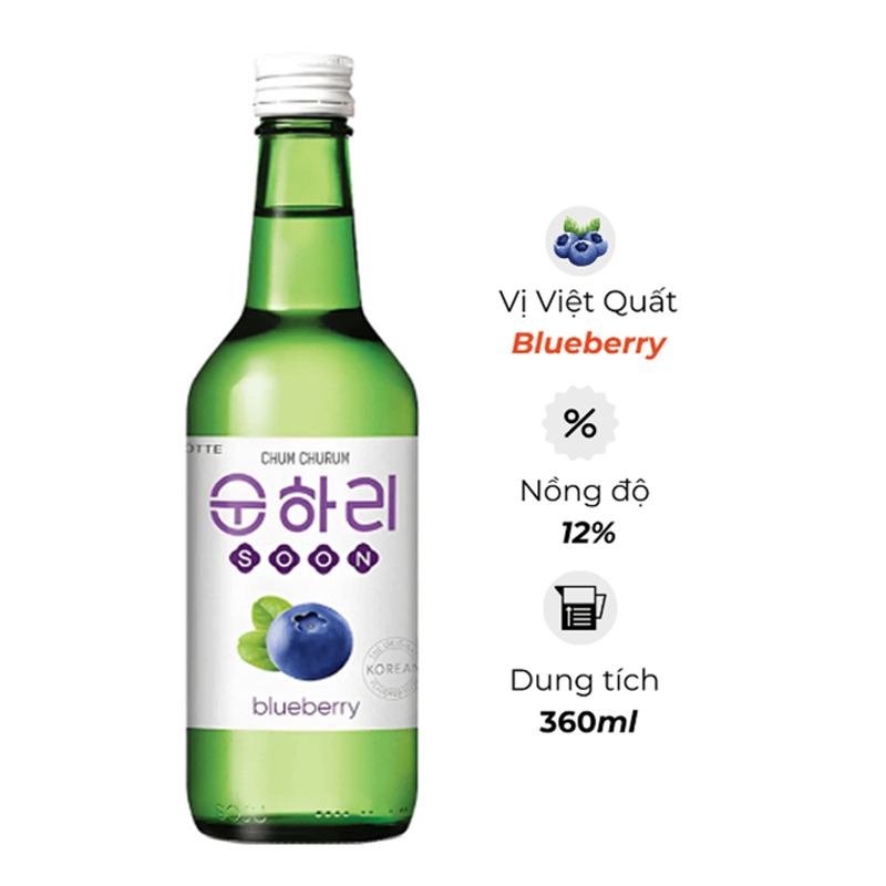 Rượu Soju Hàn Quốc Chum Churum Blueberry - VIỆT QUẤT 360ml