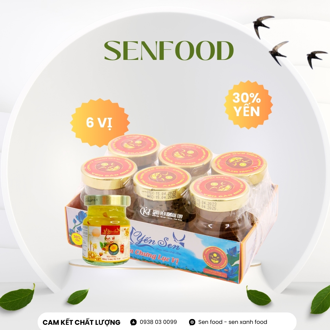 Lốc 6 hũ Yến Sen lục vị cung đình thượng phẩm 30% yến 70ml