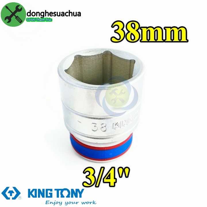 Tuýp 38mm loại 3/4 kingtony 633538m loại ngắn 6 cạnh màu trắng