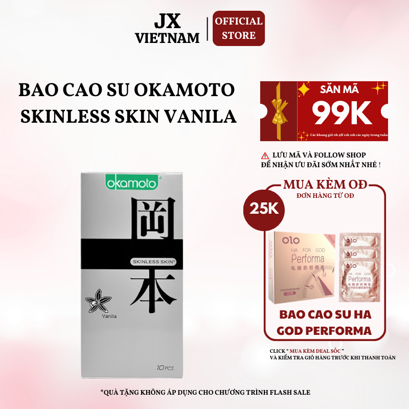 [HƯƠNG VANI]Bao Cao Su OKAMOTO SKINLESS VANILLA (10 bao) Okamoto siêu mỏng, sang sóng mềm mại lôi cuốn TH STORE 01