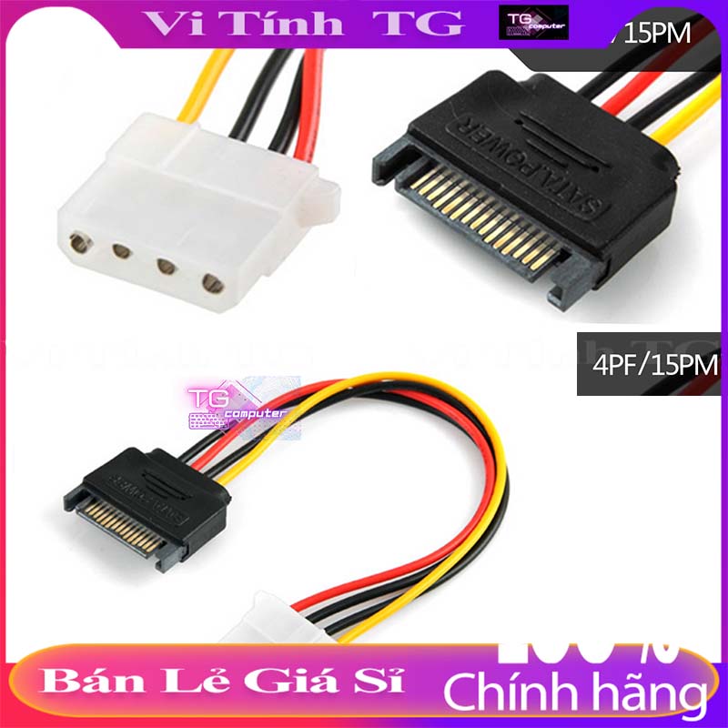 Cáp nguồn chuyển đổi sata sang ide 4 pin molex- sata 15pin male to molex 4pin female vitinhtg
