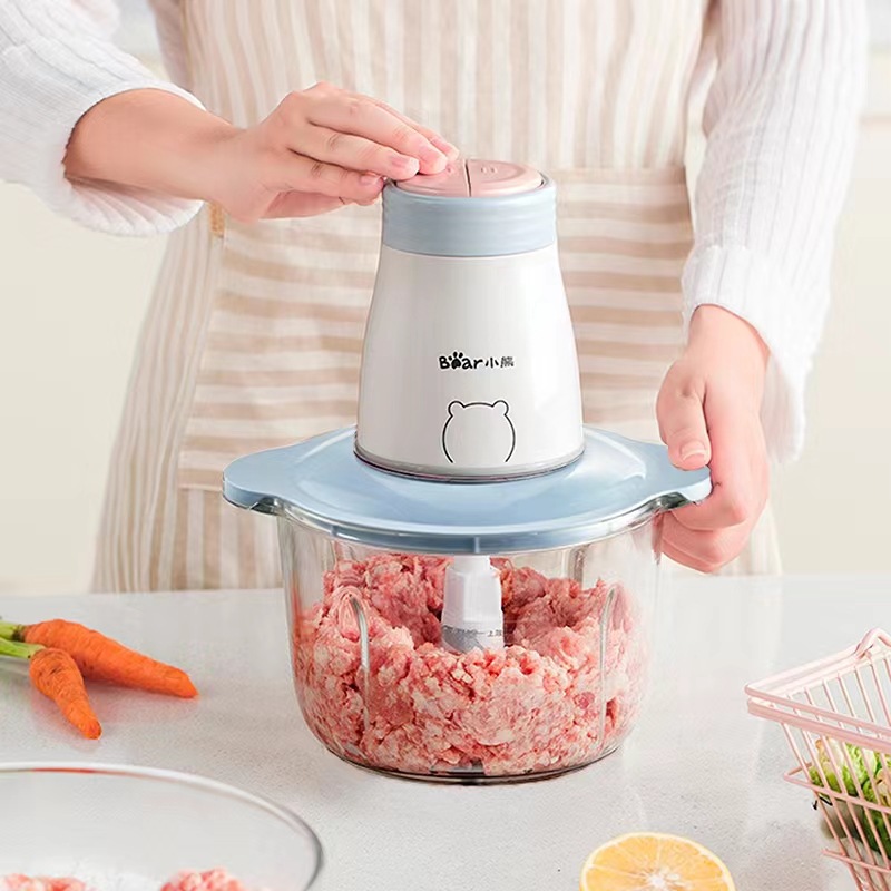 Máy xay tỏi ớt bằng điện đa năng xay thịt xay rau củ quả Bear QSJ-B02Q1 dung tích 2L công suất 300W