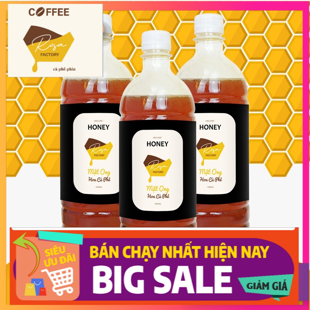 1 lít mật ong nguyên chất hoa cà phê bảo lộc rosa factory