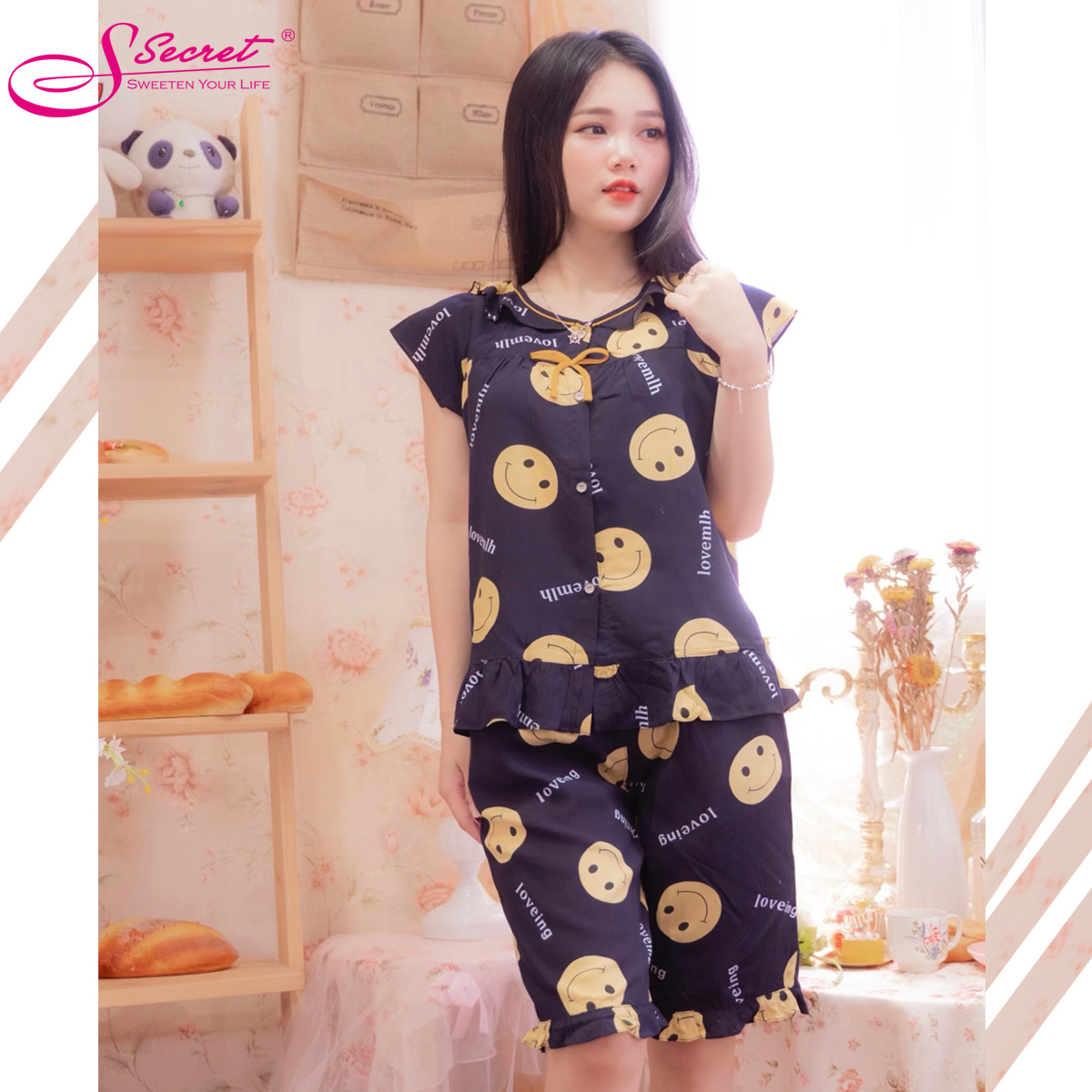 Đồ mặc nhà mùa hè xinh xắn tiểu thư thương hiệu Ssecret - Sweeten your life chất liệu vải Rayon mềm mát mã SXH213302