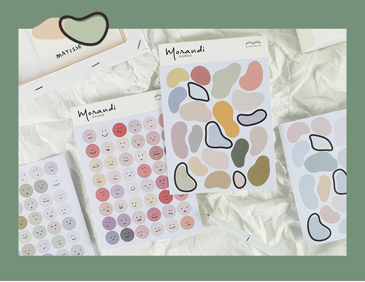 Sticker trang trí và đánh dấu hình biểu tượng cảm xúc và kẹo bông gòn