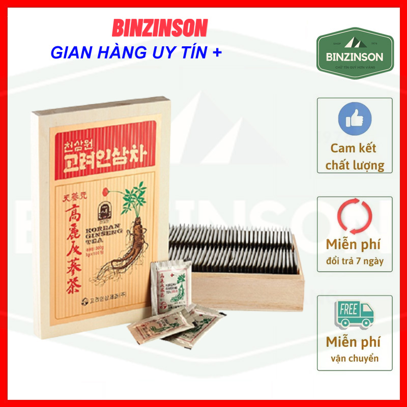 Trà hồng sâm hộp gỗ 100 gói x 30g Hàng Cao Cấp Hàn Quốc - BINZINSON