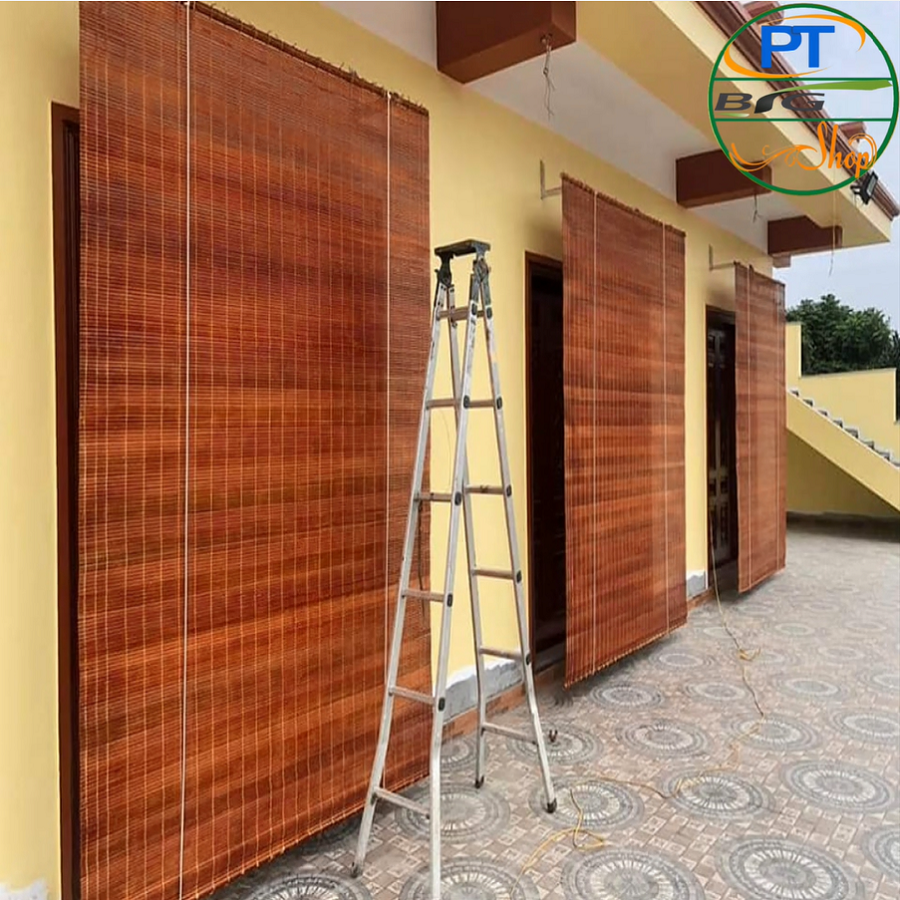 Mành Sáo Trúc Ngang 1,5m/ 1,8m/ 2m Cao 1,5m/ 2m/ 2,5m/ 3m Mành Tre Che Nắng Ban Công, Rèm Trúc Treo Cửa Chính Ngoài Trời Mái Hiên, Có Ròng Rọc Dây Kéo