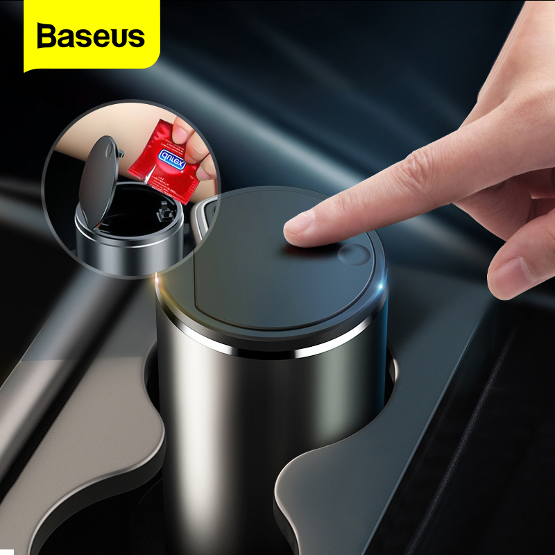 Baseus Universal Car Trash Thùng rác có thể Mini Tự động tổ chức bụi bên trong ô tô Túi đựng rác Hộp đựng rác Hộp lưu trữ Thùng phụ kiện ô tô