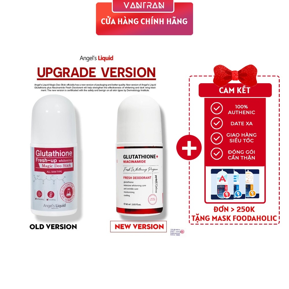 [PHIÊN BẢN NÂNG CẤP] Lăn Khử Mùi Angel's Liquid Glutathione+ Niacinamide Fresh Deodorant 60ml