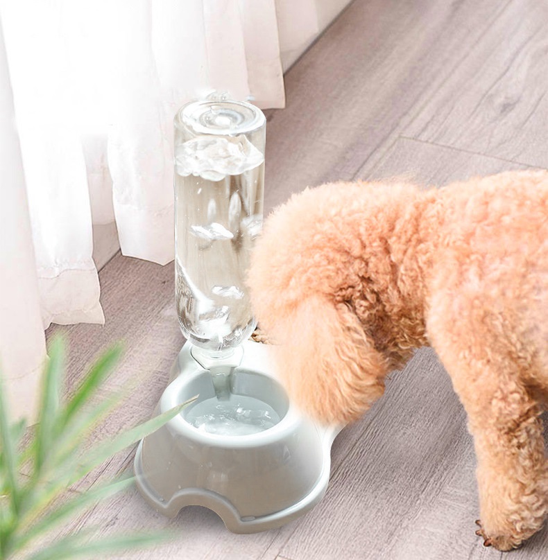[HCM]Bát ăn đôi kèm bình nước tự động cho chó mèo- tặng kèm bình nước 500ml.