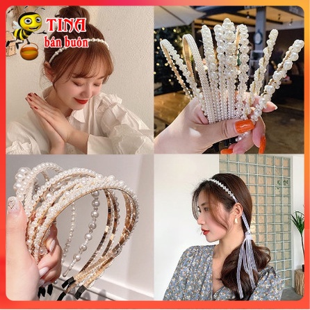 Bờm tóc ngọc trai giả hàn quốc xược tóc băng đô cài tóc e763