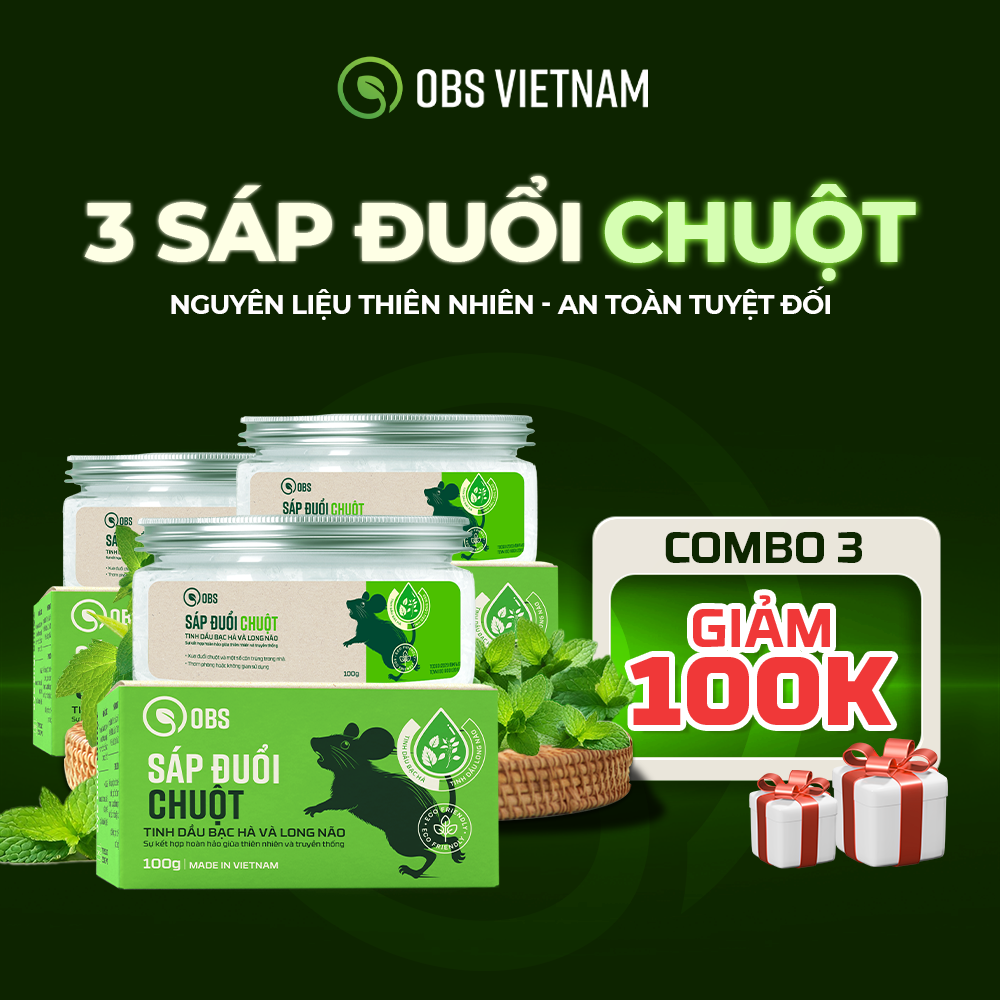 [COMBO 3] Sáp đuổi chuột OBS tinh dầu tự nhiên an toàn cho con người và thú cưng (100g) Giá Sỉ