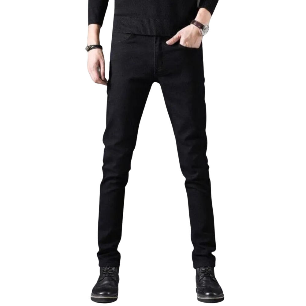 Quần jean nam đen trơn NUBA20 quần bò thời trang ống côn