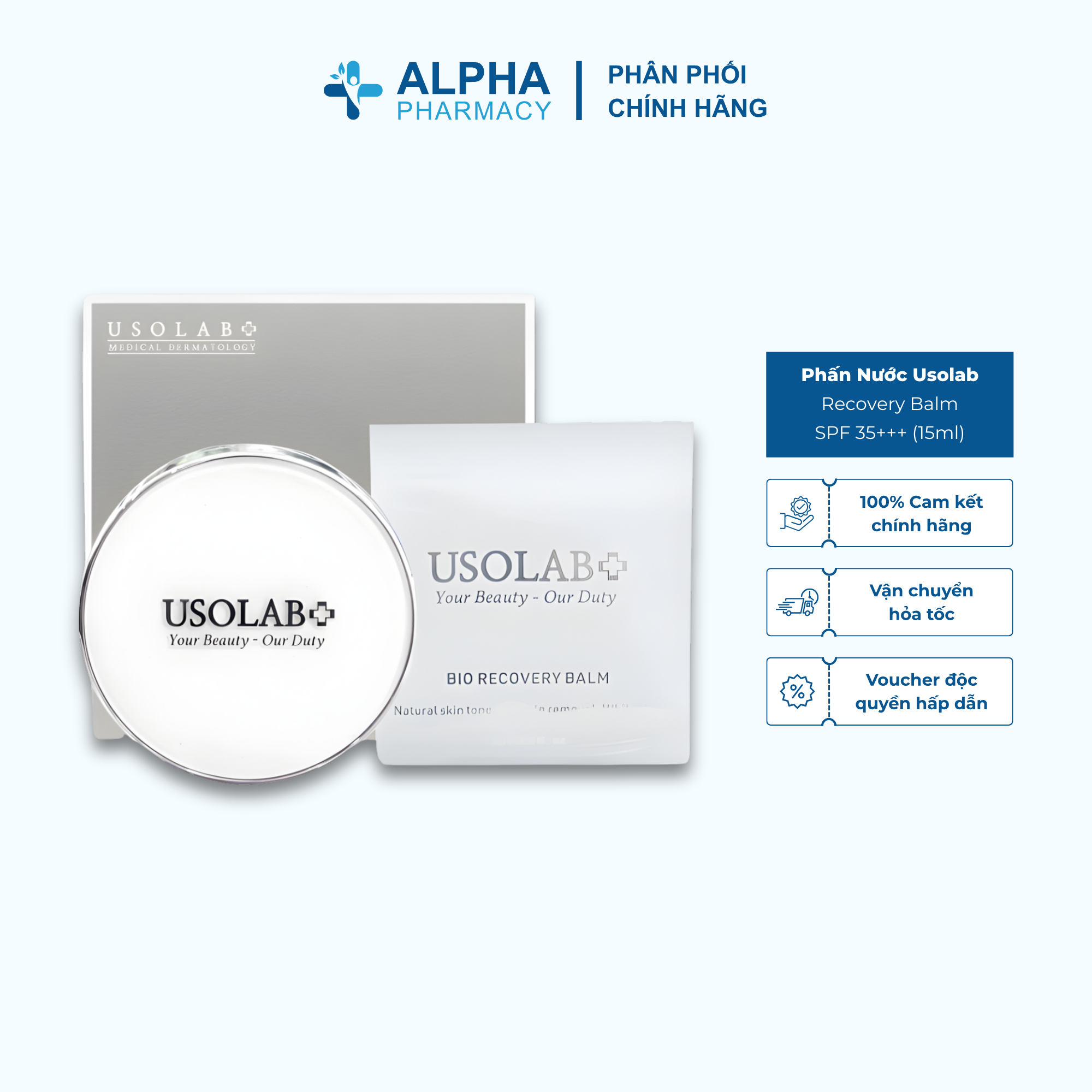 Phấn Nước Usolab Recovery Balm SPF 35+++ Che Phủ Khuyết Điểm & Phục Hồi Da – 15ml