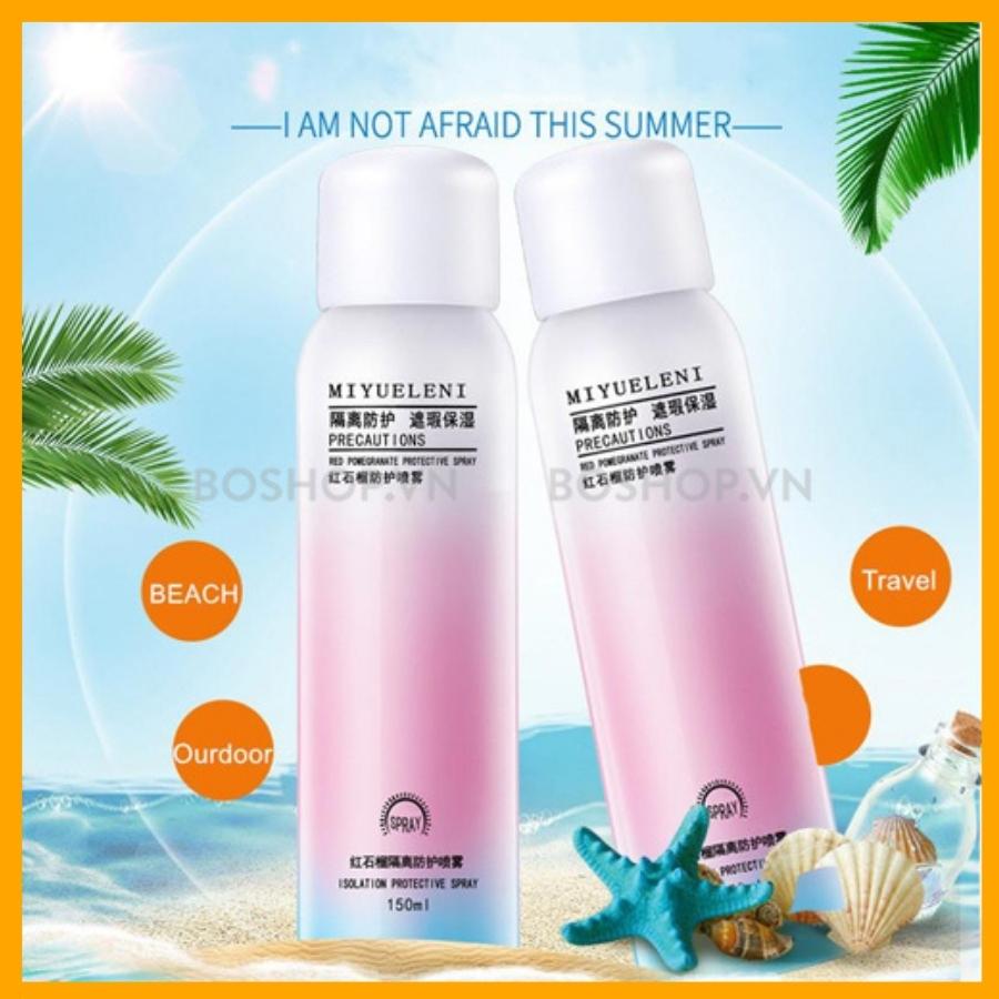 Xịt chống nắng cho mặt toàn thân body dưỡng ẩm trắng nâng tone da kiềm dầu nhờn mụn nhạy cảm spray sunscreen makeup Maycreate 150ml, bình chai sịt kem trống nắng kcn đi bơi biển skincare nam nữ giới bé học sinh - SHOP SỈ GIÁ RẺ