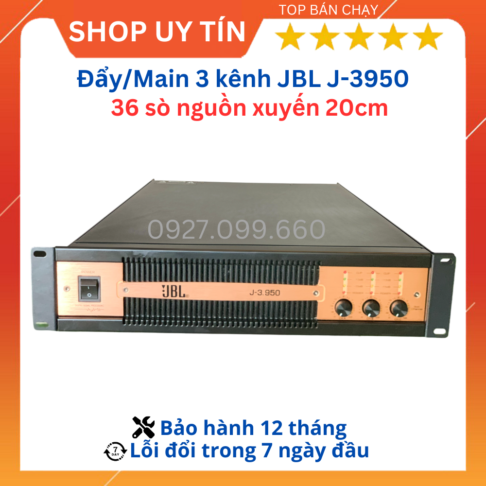 (FREE SHIP- LH Shop)Cục Đẩy Công Suất 3 Kênh JBL J-3.950 Dùng Cho Dàn Âm Thanh Gia Đình Và Sự Kiện,Trang Bị 36 Sò Lớn ,Công Suất 900W/Kênh.