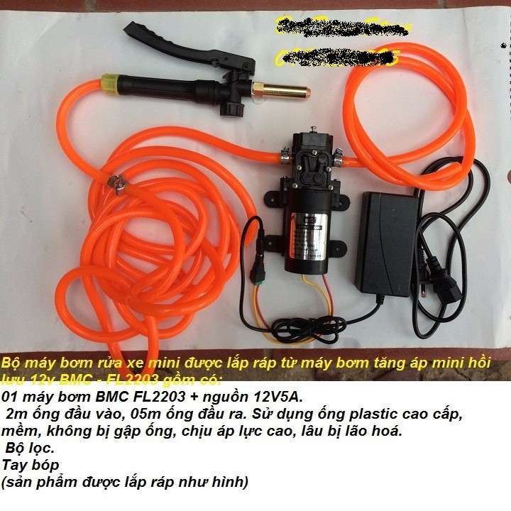 Bộ rửa xe dùng máy bơm tăng áp mini 12v bmc fl2203 - bt305 - 2093