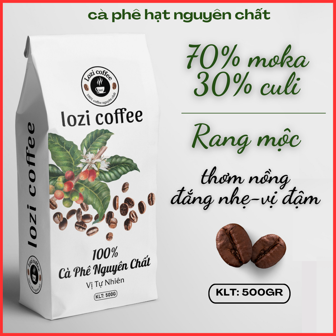 500G CÀ PHÊ HẠT RANG MỘC MOKA 70% & CULI 30% NGUYÊN CHẤT SẠCH 100% THƠM NỒNG- NGỌT HẬU