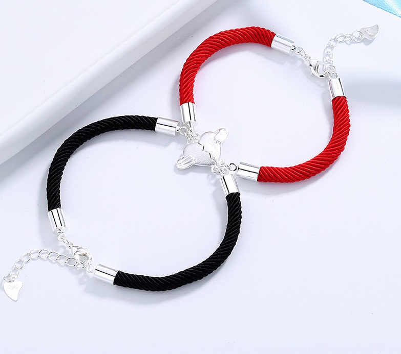 Vòng tay đôi bạc ý - Vòng tay cặp đôi nam nữ bạc ý cao cấp